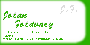 jolan foldvary business card